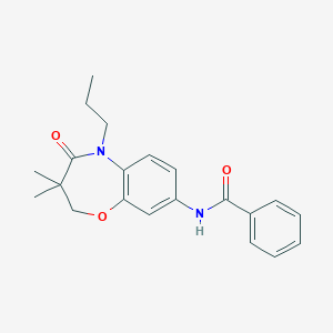 molecular formula C21H24N2O3 B2854794 N-(3,3-dimethyl-4-oxo-5-propyl-2,3,4,5-tetrahydro-1,5-benzoxazepin-8-yl)benzamide CAS No. 921870-42-0