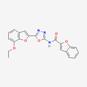 molecular formula C21H15N3O5 B2854800 N-[5-(7-ethoxy-1-benzofuran-2-yl)-1,3,4-oxadiazol-2-yl]-1-benzofuran-2-carboxamide CAS No. 922043-60-5