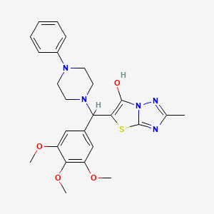 molecular formula C25H29N5O4S B2854840 2-methyl-5-[(4-phenylpiperazin-1-yl)(3,4,5-trimethoxyphenyl)methyl]-[1,2,4]triazolo[3,2-b][1,3]thiazol-6-ol CAS No. 851969-83-0
