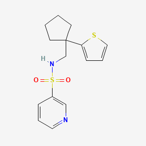 molecular formula C15H18N2O2S2 B2854858 N-((1-(thiophen-2-yl)cyclopentyl)methyl)pyridine-3-sulfonamide CAS No. 1210317-07-9