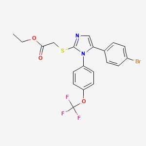 molecular formula C20H16BrF3N2O3S B2854937 ethyl 2-((5-(4-bromophenyl)-1-(4-(trifluoromethoxy)phenyl)-1H-imidazol-2-yl)thio)acetate CAS No. 1226434-28-1