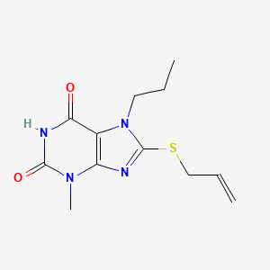 molecular formula C12H16N4O2S B2854956 8-(allylthio)-3-methyl-7-propyl-1H-purine-2,6(3H,7H)-dione CAS No. 327170-35-4