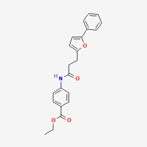 molecular formula C22H21NO4 B2854974 Ethyl 4-[3-(5-phenylfuran-2-YL)propanamido]benzoate CAS No. 924818-51-9