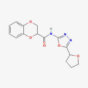 molecular formula C15H15N3O5 B2854984 N-[5-(oxolan-2-yl)-1,3,4-oxadiazol-2-yl]-2,3-dihydro-1,4-benzodioxine-2-carboxamide CAS No. 921860-68-6