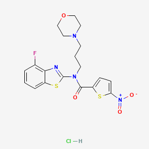 molecular formula C19H20ClFN4O4S2 B2855020 N-(4-FLUORO-1,3-BENZOTHIAZOL-2-YL)-N-[3-(MORPHOLIN-4-YL)PROPYL]-5-NITROTHIOPHENE-2-CARBOXAMIDE HYDROCHLORIDE CAS No. 1216924-74-1