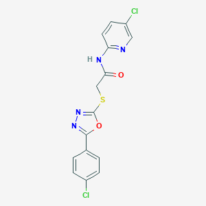 molecular formula C15H10Cl2N4O2S B285503 2-[[5-(4-chlorophenyl)-1,3,4-oxadiazol-2-yl]sulfanyl]-N-(5-chloropyridin-2-yl)acetamide 