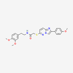 molecular formula C25H26N4O4S B2855033 N-(3,4-dimethoxyphenethyl)-2-((2-(4-methoxyphenyl)imidazo[1,2-b]pyridazin-6-yl)thio)acetamide CAS No. 896291-11-5