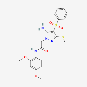2-(5-amino-3-(methylthio)-4-(phenylsulfonyl)-1H-pyrazol-1-yl)-N-(2,4-dimethoxyphenyl)acetamide