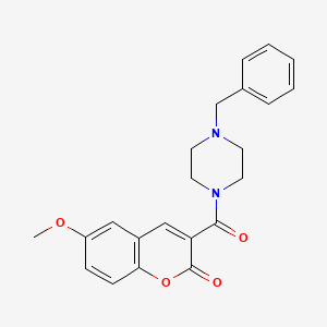 molecular formula C22H22N2O4 B2855040 3-(4-benzylpiperazine-1-carbonyl)-6-methoxy-2H-chromen-2-one CAS No. 325471-62-3