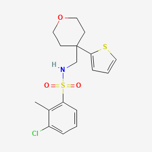 3-chloro-2-methyl-N-((4-(thiophen-2-yl)tetrahydro-2H-pyran-4-yl)methyl)benzenesulfonamide