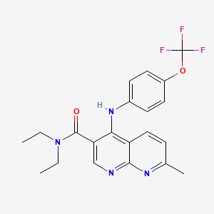 molecular formula C21H21F3N4O2 B2855050 N,N-diethyl-7-methyl-4-{[4-(trifluoromethoxy)phenyl]amino}-1,8-naphthyridine-3-carboxamide CAS No. 1251677-97-0