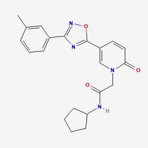 molecular formula C21H22N4O3 B2855070 N-cyclopentyl-2-{5-[3-(3-methylphenyl)-1,2,4-oxadiazol-5-yl]-2-oxo-1,2-dihydropyridin-1-yl}acetamide CAS No. 1326920-01-7