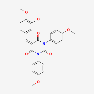 5-[(3,4-Dimethoxyphenyl)methylidene]-1,3-bis(4-methoxyphenyl)-1,3-diazinane-2,4,6-trione