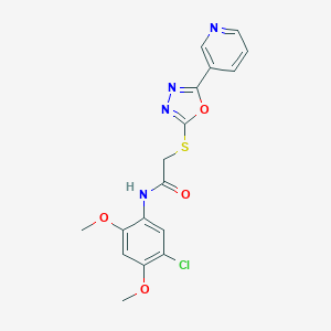 molecular formula C17H15ClN4O4S B285508 N-(5-chloro-2,4-dimethoxyphenyl)-2-{[5-(3-pyridinyl)-1,3,4-oxadiazol-2-yl]sulfanyl}acetamide 