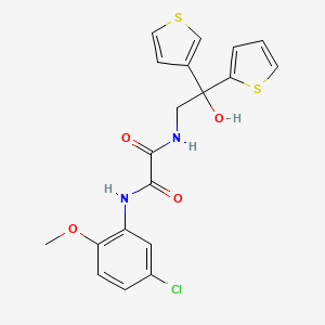 molecular formula C19H17ClN2O4S2 B2855101 N'-(5-chloro-2-methoxyphenyl)-N-[2-hydroxy-2-(thiophen-2-yl)-2-(thiophen-3-yl)ethyl]ethanediamide CAS No. 2034238-22-5
