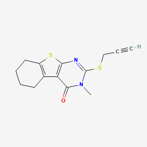 molecular formula C14H14N2OS2 B2855115 3-Methyl-2-prop-2-ynylsulfanyl-5,6,7,8-tetrahydro-[1]benzothiolo[2,3-d]pyrimidin-4-one CAS No. 337349-66-3