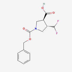 (3S,4S)-4-(difluoromethyl)-1-phenylmethoxycarbonylpyrrolidine-3-carboxylic acid