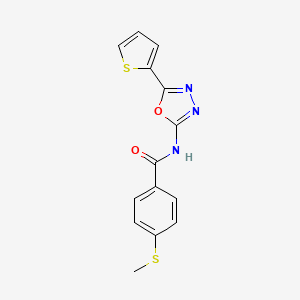 4-methylsulfanyl-N-(5-thiophen-2-yl-1,3,4-oxadiazol-2-yl)benzamide