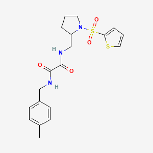molecular formula C19H23N3O4S2 B2855143 N'-[(4-methylphenyl)methyl]-N-{[1-(thiophene-2-sulfonyl)pyrrolidin-2-yl]methyl}ethanediamide CAS No. 896293-95-1