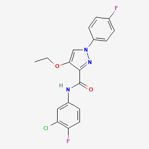 molecular formula C18H14ClF2N3O2 B2855145 N-(3-chloro-4-fluorophenyl)-4-ethoxy-1-(4-fluorophenyl)-1H-pyrazole-3-carboxamide CAS No. 1208730-45-3