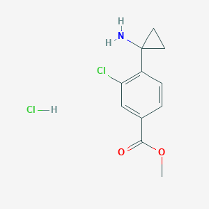 molecular formula C11H13Cl2NO2 B2855167 Methyl 4-(1-aminocyclopropyl)-3-chlorobenzoate hydrochloride CAS No. 2380041-24-5