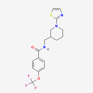 molecular formula C17H18F3N3O2S B2855182 N-{[1-(1,3-thiazol-2-yl)piperidin-3-yl]methyl}-4-(trifluoromethoxy)benzamide CAS No. 1706284-62-9