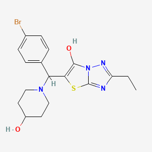 molecular formula C18H21BrN4O2S B2855196 5-((4-Bromophenyl)(4-hydroxypiperidin-1-yl)methyl)-2-ethylthiazolo[3,2-b][1,2,4]triazol-6-ol CAS No. 898350-48-6