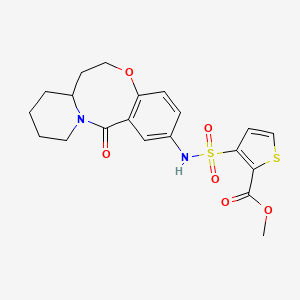 molecular formula C20H22N2O6S2 B2855197 Methyl 3-({2-oxo-9-oxa-1-azatricyclo[10.4.0.0^{3,8}]hexadeca-3,5,7-trien-5-yl}sulfamoyl)thiophene-2-carboxylate CAS No. 1226434-03-2