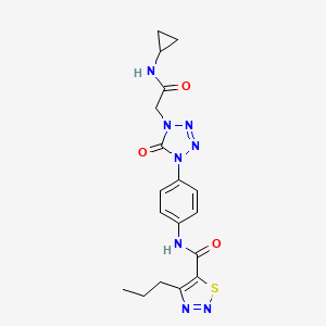 molecular formula C18H20N8O3S B2855217 N-(4-(4-(2-(cyclopropylamino)-2-oxoethyl)-5-oxo-4,5-dihydro-1H-tetrazol-1-yl)phenyl)-4-propyl-1,2,3-thiadiazole-5-carboxamide CAS No. 1396847-51-0