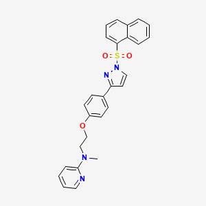 molecular formula C27H24N4O3S B2855228 N-methyl-N-(2-{4-[1-(naphthalene-1-sulfonyl)-1H-pyrazol-3-yl]phenoxy}ethyl)pyridin-2-amine CAS No. 955976-53-1