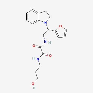 molecular formula C19H23N3O4 B2855263 N1-(2-(furan-2-yl)-2-(indolin-1-yl)ethyl)-N2-(3-hydroxypropyl)oxalamide CAS No. 898416-31-4