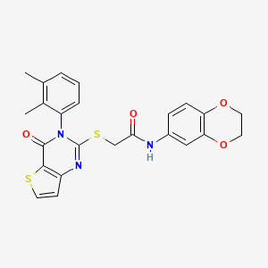 molecular formula C24H21N3O4S2 B2855265 N-(2,3-dihydro-1,4-benzodioxin-6-yl)-2-{[3-(2,3-dimethylphenyl)-4-oxo-3,4-dihydrothieno[3,2-d]pyrimidin-2-yl]sulfanyl}acetamide CAS No. 1291857-56-1