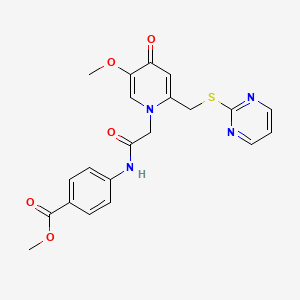 methyl 4-(2-(5-methoxy-4-oxo-2-((pyrimidin-2-ylthio)methyl)pyridin-1(4H)-yl)acetamido)benzoate