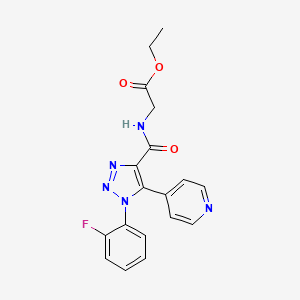 molecular formula C18H16FN5O3 B2855281 ethyl 2-(1-(2-fluorophenyl)-5-(pyridin-4-yl)-1H-1,2,3-triazole-4-carboxamido)acetate CAS No. 1788769-74-3