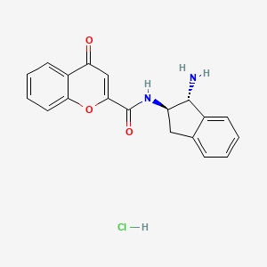 molecular formula C19H17ClN2O3 B2855282 N-[(1R,2R)-1-Amino-2,3-dihydro-1H-inden-2-yl]-4-oxochromene-2-carboxamide;hydrochloride CAS No. 2416217-80-4