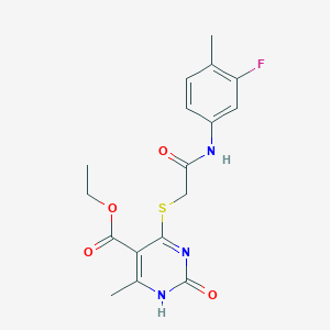molecular formula C17H18FN3O4S B2855285 ethyl 4-({[(3-fluoro-4-methylphenyl)carbamoyl]methyl}sulfanyl)-6-methyl-2-oxo-1,2-dihydropyrimidine-5-carboxylate CAS No. 946253-13-0