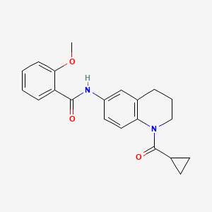 molecular formula C21H22N2O3 B2855289 N-(1-(cyclopropanecarbonyl)-1,2,3,4-tetrahydroquinolin-6-yl)-2-methoxybenzamide CAS No. 899983-19-8