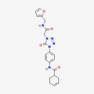 molecular formula C21H22N6O4 B2855334 N-(4-(4-(2-((furan-2-ylmethyl)amino)-2-oxoethyl)-5-oxo-4,5-dihydro-1H-tetrazol-1-yl)phenyl)cyclohex-3-enecarboxamide CAS No. 1396752-01-4