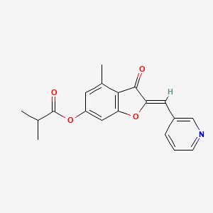 B2855344 (Z)-4-methyl-3-oxo-2-(pyridin-3-ylmethylene)-2,3-dihydrobenzofuran-6-yl isobutyrate CAS No. 903184-14-5