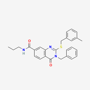 molecular formula C27H27N3O2S B2855365 3-benzyl-2-{[(3-methylphenyl)methyl]sulfanyl}-4-oxo-N-propyl-3,4-dihydroquinazoline-7-carboxamide CAS No. 1115342-57-8