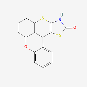 molecular formula C16H15NO2S2 B2855388 13-oxa-3,7-dithia-5-azapentacyclo[10.7.1.02,6.08,20.014,19]icosa-2(6),14,16,18-tetraen-4-one CAS No. 1212181-86-6