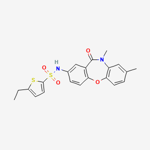 molecular formula C21H20N2O4S2 B2855407 N-(8,10-dimethyl-11-oxo-10,11-dihydrodibenzo[b,f][1,4]oxazepin-2-yl)-5-ethylthiophene-2-sulfonamide CAS No. 922094-75-5