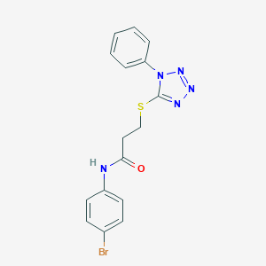molecular formula C16H14BrN5OS B285543 N-(4-bromophenyl)-3-[(1-phenyl-1H-tetraazol-5-yl)sulfanyl]propanamide 
