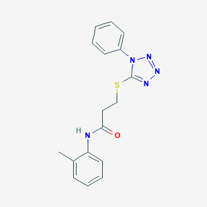 molecular formula C17H17N5OS B285544 N-(2-methylphenyl)-3-[(1-phenyl-1H-tetraazol-5-yl)sulfanyl]propanamide 
