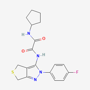 molecular formula C18H19FN4O2S B2855488 N'-cyclopentyl-N-[2-(4-fluorophenyl)-2H,4H,6H-thieno[3,4-c]pyrazol-3-yl]ethanediamide CAS No. 900010-18-6