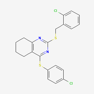 2-[(2-Chlorophenyl)methylsulfanyl]-4-(4-chlorophenyl)sulfanyl-5,6,7,8-tetrahydroquinazoline