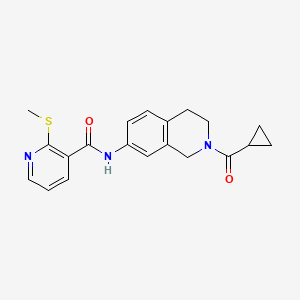 molecular formula C20H21N3O2S B2855513 N-(2-(cyclopropanecarbonyl)-1,2,3,4-tetrahydroisoquinolin-7-yl)-2-(methylthio)nicotinamide CAS No. 1210405-92-7