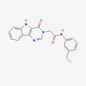 molecular formula C20H18N4O2 B2855516 N-(3-ethylphenyl)-2-{4-oxo-3H,4H,5H-pyrimido[5,4-b]indol-3-yl}acetamide CAS No. 1105203-42-6
