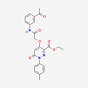 molecular formula C24H23N3O6 B2855559 Ethyl 4-(2-((3-acetylphenyl)amino)-2-oxoethoxy)-6-oxo-1-(p-tolyl)-1,6-dihydropyridazine-3-carboxylate CAS No. 899732-97-9