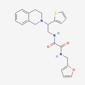 molecular formula C22H23N3O3S B2855577 N-[(furan-2-yl)methyl]-N'-[2-(1,2,3,4-tetrahydroisoquinolin-2-yl)-2-(thiophen-2-yl)ethyl]ethanediamide CAS No. 906149-20-0